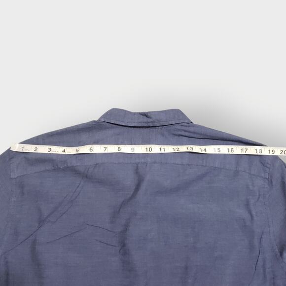 John Varvatos Cotton Button Up Shirt Chambray Blue Sz Lg Career Preppy Business - Picture 15 of 16